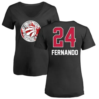 Women's Toronto Raptors Bruno Fernando Black Name and Number Banner Wave V-Neck T-Shirt