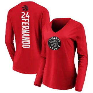 Women's Toronto Raptors Bruno Fernando Red Backer Long Sleeve T-Shirt