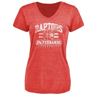 Women's Toronto Raptors Bruno Fernando Red Baseline T-Shirt