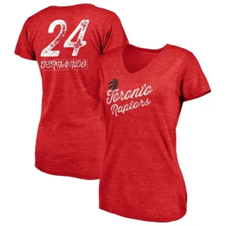 Women's Toronto Raptors Bruno Fernando Red Sideline V-Neck T-Shirt