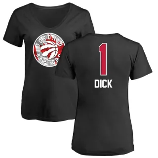 Women's Toronto Raptors Gradey Dick Black Name and Number Banner Wave V-Neck T-Shirt